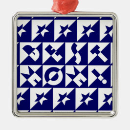 Best mam Blue met White Pattern Stars Ornament