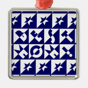 Best mam Blue met White Pattern Stars Ornament
