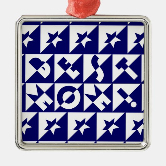 Best mam Blue met White Pattern Stars Ornament (Voorkant)