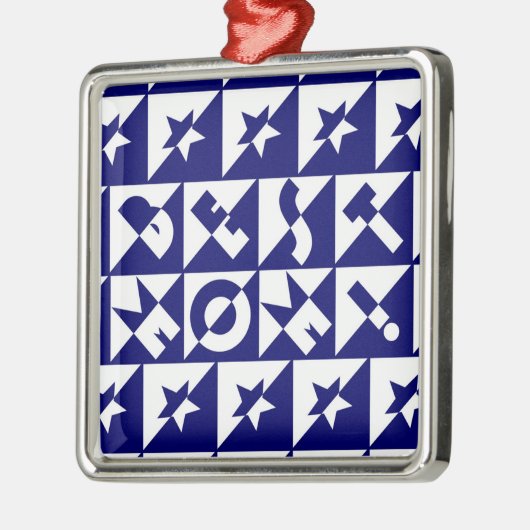 Best mam Blue met White Pattern Stars Ornament (Links)