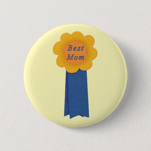 Best mam Blue Ribbon Yellow Flower Reward Button (Voorkant)