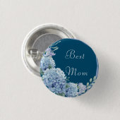Best mam citeerde floral blue Button (Voorkant /achterkant)