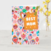 Best mam Colorful Mexican Hearts Moederdag Kaart (Gele Bloem)