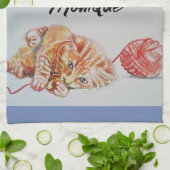 Best mam Cute Cat tekening Art Kitchen Tea Towel Theedoek (Gevouwen)