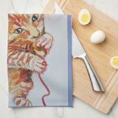 Best mam Cute Cat tekening Art Kitchen Tea Towel Theedoek (Quarter Fold)