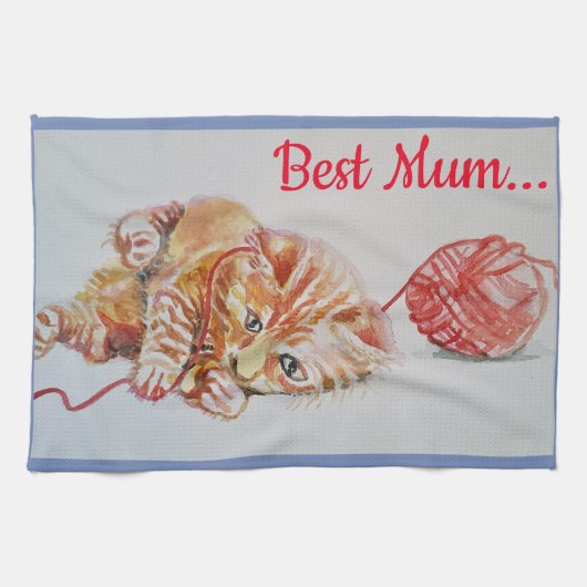 Best mam Cute Cat tekening Art Kitchen Tea Towel Theedoek (Horizontaal)