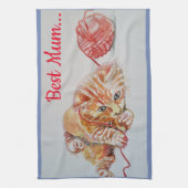 Best mam Cute Cat tekening Art Kitchen Tea Towel Theedoek (Verticaal)