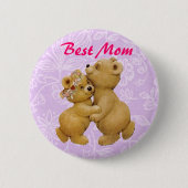 Best mam Cute Moederdag Dansende Teddy Bears Ronde Button 5,7 Cm (Voorkant)