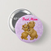 Best mam Cute Moederdag Dansende Teddy Bears Ronde Button 5,7 Cm (Voorkant /achterkant)