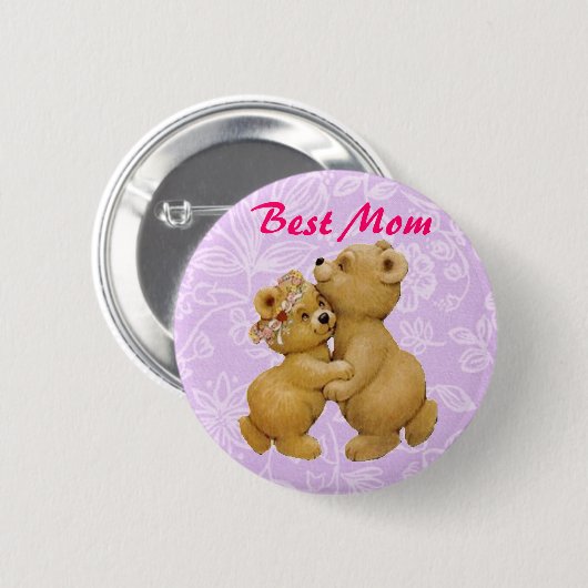 Best mam Cute Moederdag Dansende Teddy Bears Ronde Button 5,7 Cm (Voorkant /achterkant)