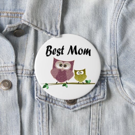 Best mam Cute Owls Art Button (In situ)
