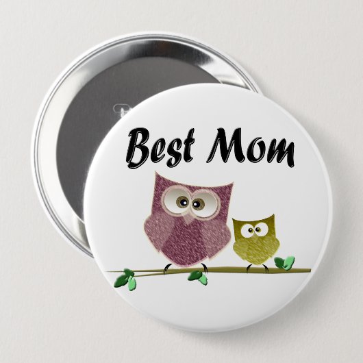 Best mam Cute Owls Art Button (Voorkant /achterkant)