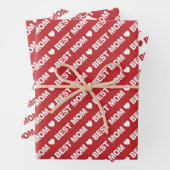 Best mam Dark Red en White Wrapping Paper Sheets (In situ)