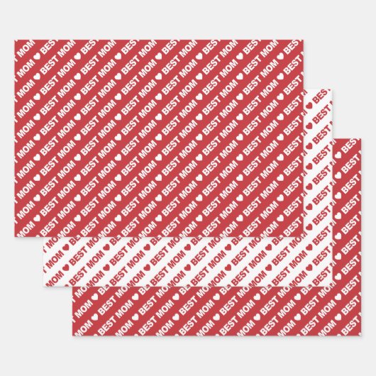 Best mam Dark Red en White Wrapping Paper Sheets (Set)