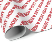 Best mam Dark Red op White Cadeaupapier (Rol Hoek)