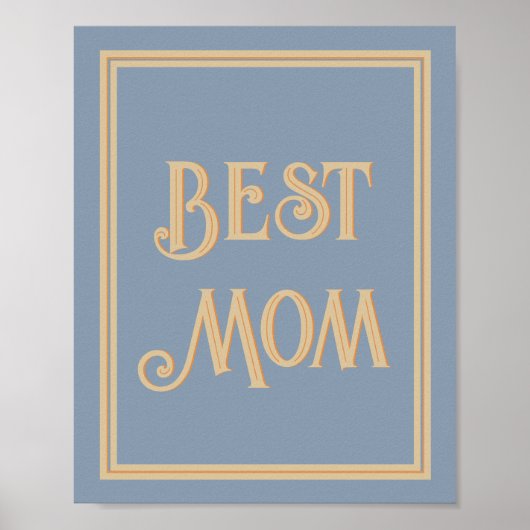 Best mam Dusty Blue Gold Typografie Poster (Voorkant)