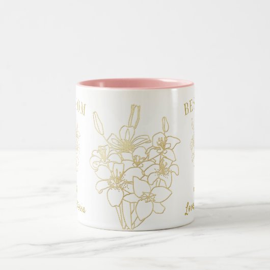 Best mam Elegant Gold Floral Tweekleurige Koffiemok (Center)