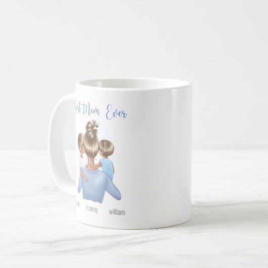 Best mam Ever Blue White Koffiemok (Voorkant links)