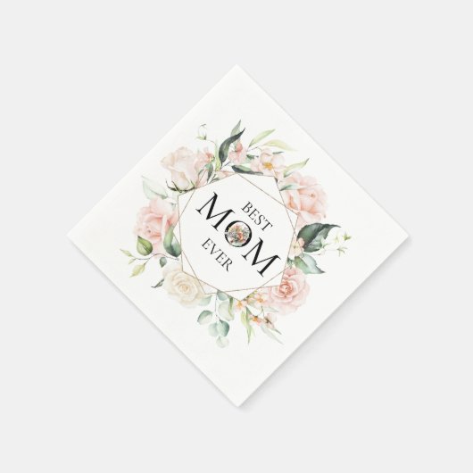 Best mam Ever-Colorful Floral Wreath Napkins Servet (Hoek)