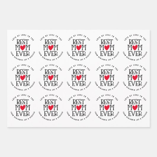 Best mam Ever Custom Black White Inpakpapier Vel (Voorkant)