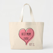 Best mam Ever Cute Heart Monogram Grote Tote Bag (Voorkant)