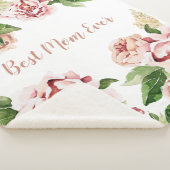 Best mam Ever Dusty Pink Peony Floral Sherpa Deken (3/4)