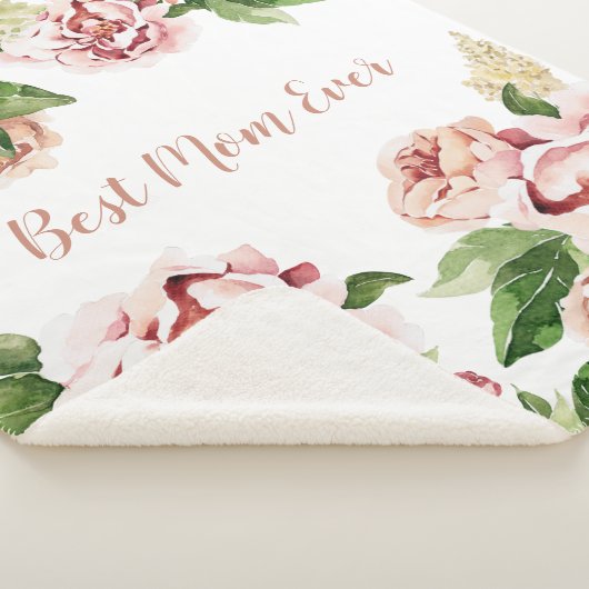 Best mam Ever Dusty Pink Peony Floral Sherpa Deken (3/4)