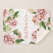 Best mam Ever Dusty Pink Peony Floral Sherpa Deken (Voorkant (horizontaal))
