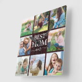Best mam Ever Family Photo Collage Rustic Vierkante Klok (Hoek)