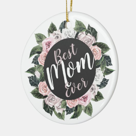 Best mam Ever Floral Foto Keramisch Ornament (Links)