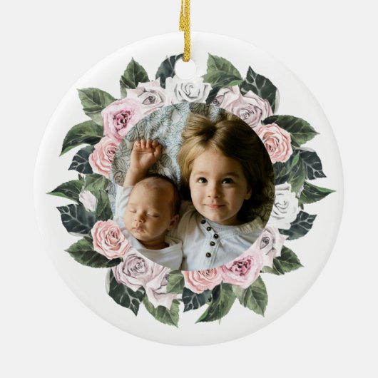 Best mam Ever Floral Foto Keramisch Ornament (Achterkant)