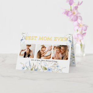 Best mam ever Floral Foto Moederdag Folie Wenskaart