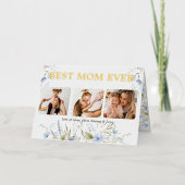 Best mam ever Floral Foto Moederdag Folie Wenskaart (Voorkant)