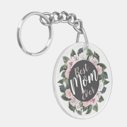 Best mam Ever Floral Foto Sleutelhanger (Voorkant Links)