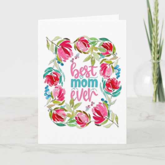 Best mam Ever Floral Moederdag Kaart (Voorkant)