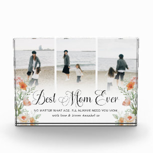 Best mam Ever Floral Photo Collage Glass Block Fotoblokken
