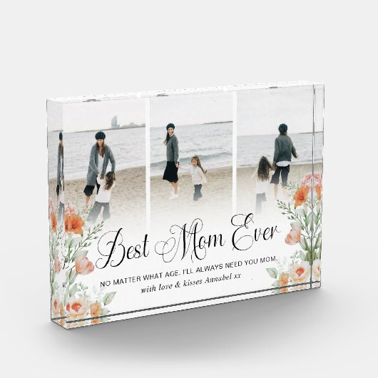Best mam Ever Floral Photo Collage Glass Block Fotoblokken (Links)