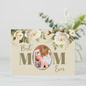 Best mam Ever Floral Photo Flat Holiday Kaart (Staand voorkant)