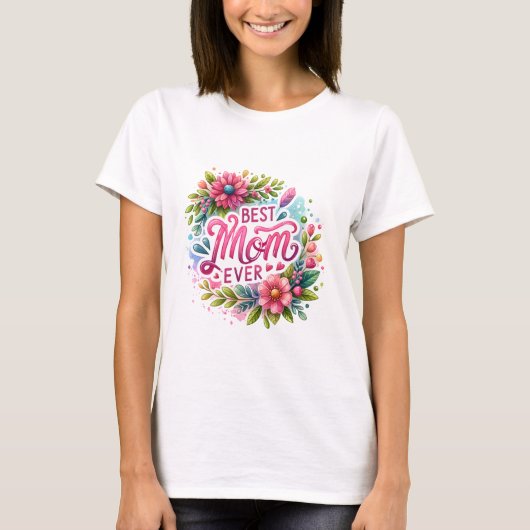 Best mam Ever Floral T-shirt (Voorkant)