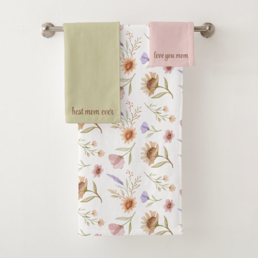 Best mam Ever Floral Towel Set Bad Handdoek (Insitu)