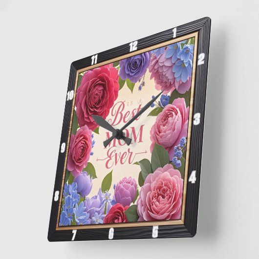 Best mam Ever Floral Vierkante Klok (Hoek)
