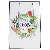 Best mam Ever Flowers Bouquet Design Medium Cadeauzakje (Achterkant)
