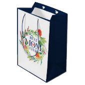 Best mam Ever Flowers Bouquet Design Medium Cadeauzakje (Achterkant Gekanteld)