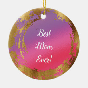 Best mam Ever Girly Chic Pink Gold Keramisch Ornament