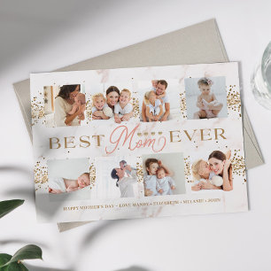 Best mam Ever Gold Glitter 8 Photo Collage Kaart