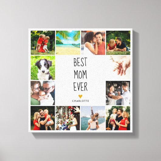 Best mam Ever Gold Heart Photo Collage Canvas Afdruk (Voorkant)