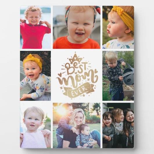 Best mam Ever Gold Photo Collage Gift Plaque Fotoplaat (Voorkant)
