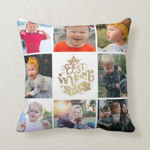 Best mam Ever Gold Photo Collage Gift Sierkussen