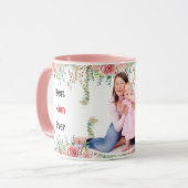 Best mam Ever Greenery Floral Moeder Baby Foto Mok (Voorkant links)
