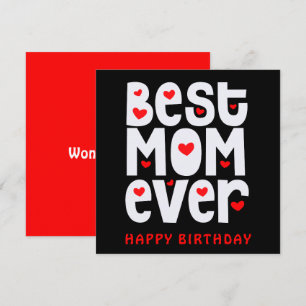 Best mam Ever Heart Happy Birthday Black Red White Kaart